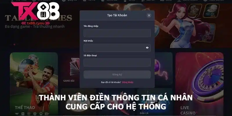 Đăng Ký TX88 2 Người chơi sẽ gửi thông tin cho hệ thống rồi đợi
